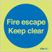 Fire Escape Keep Clear-Photoluminscent 